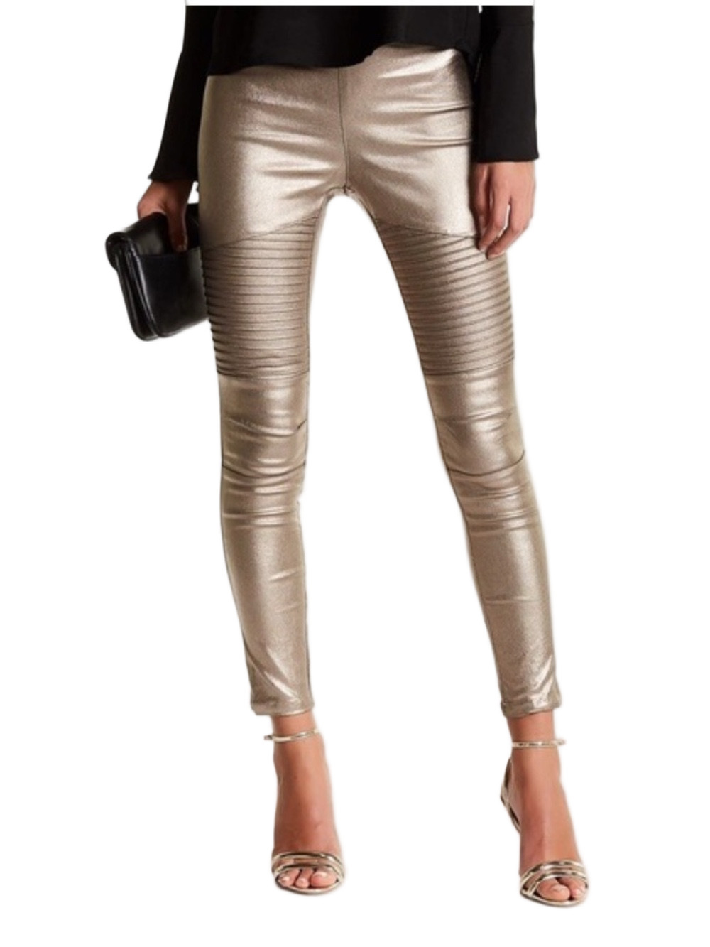 OOBER SWANK Gold Moto Pants